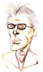 William Butler Yeats, irischer Dichter und Dramatiker (1865-1939); Karikatur
